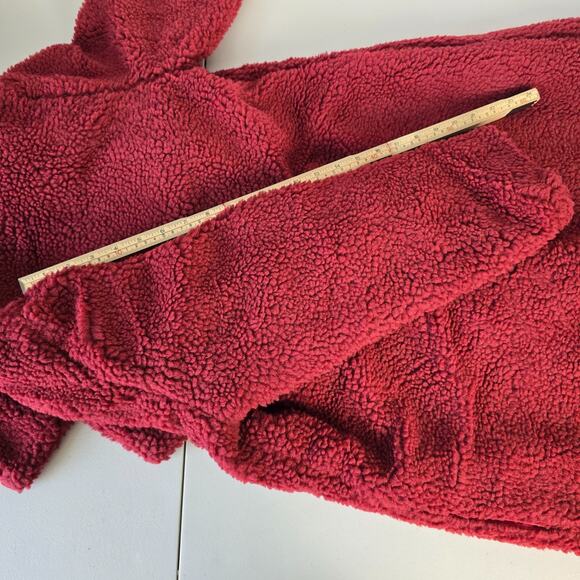 NEW Eilly Bazar Teddy Coat Women's M Burgundy Fuzzy Fleece Button NWOT - Picture 13 of 16